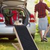 Foldable Wooden Dog Ramp for High Beds Non Slip Dual Heights Adjustable Pet Cat Ramp for Couch Car SUV 61LBS Load