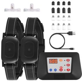 990FT Radius Dog Training Collar Wireless Fence IPX6 Waterproof Pet Beep Vibration Electric Shock Fence System 3 Channels Rechargeable Transmitter Rec (Option: With2Collars)