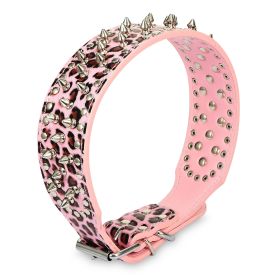 Dog Leather Collar Spiked Studded Pet Dog Collar Adjustable Neck Pitbull Mastiff Collar (Option: Leo_L)