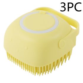 Silicone Dog Bath Massage Gloves Brush Pet Cat Bathroom Cleaning Tool Comb Brush For Dog Can Pour Shampoo Dog Grooming Supplies (Option: Yellow 3PC-square)