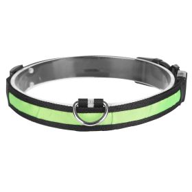 LED Dog Collar USB Rechargeable Adjustable Dog Safety Collar Night Safety Flashing Luminous Light up Collar (Option: S_Green)