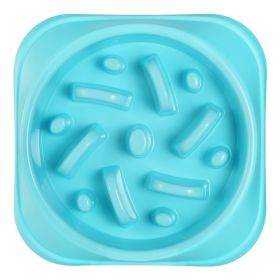 Dog Cat Slow Feeder Bowl Pet No Gulp Feeder Bowl Anti-Bloat Feeding Plate (Option: Blue)