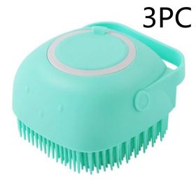 Silicone Dog Bath Massage Gloves Brush Pet Cat Bathroom Cleaning Tool Comb Brush For Dog Can Pour Shampoo Dog Grooming Supplies (Option: Green 3PC-square)