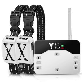 2 In 1 Wireless Electric Dog Fence Waterproof Pet Shock Boundary Containment System Electric Training Collar with 2 Receiver Collars for Small Medium (Option: White_2Collar)