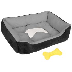 Pet Dog Bed Soft Warm Fleece Puppy Cat Bed Dog Cozy Nest Sofa Bed Cushion Mat For S/M Dog (Option: Black_XL)